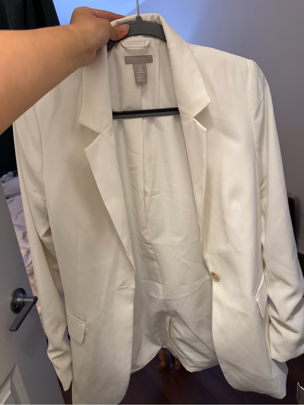 Cream white Single-Button Blazer